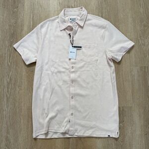 Sperry Top-sider Men Pink Striped Button Up Textured Knit‎ Long Sleeve Shirt